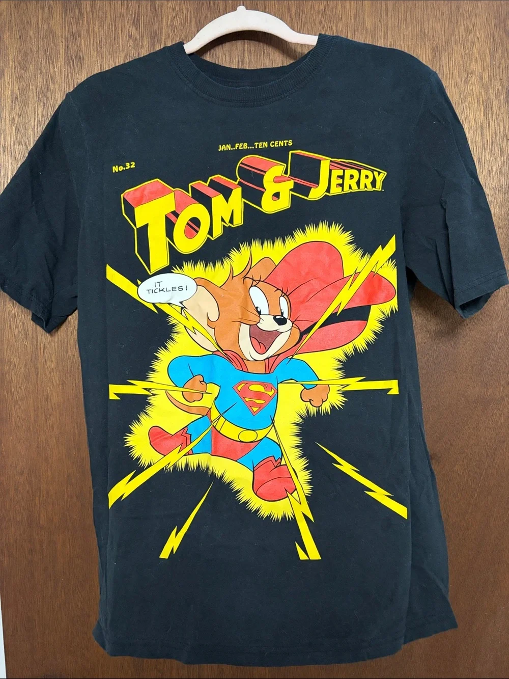 Kids' Black Graphic Superhero Tee